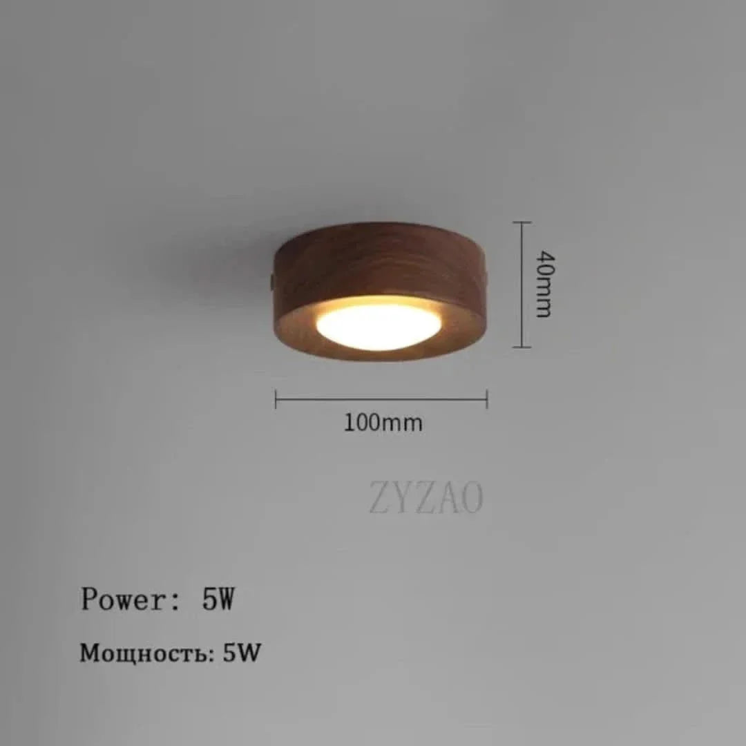 Skorter | Woodenglow - Walnut Ceiling Lamp With Led Spot