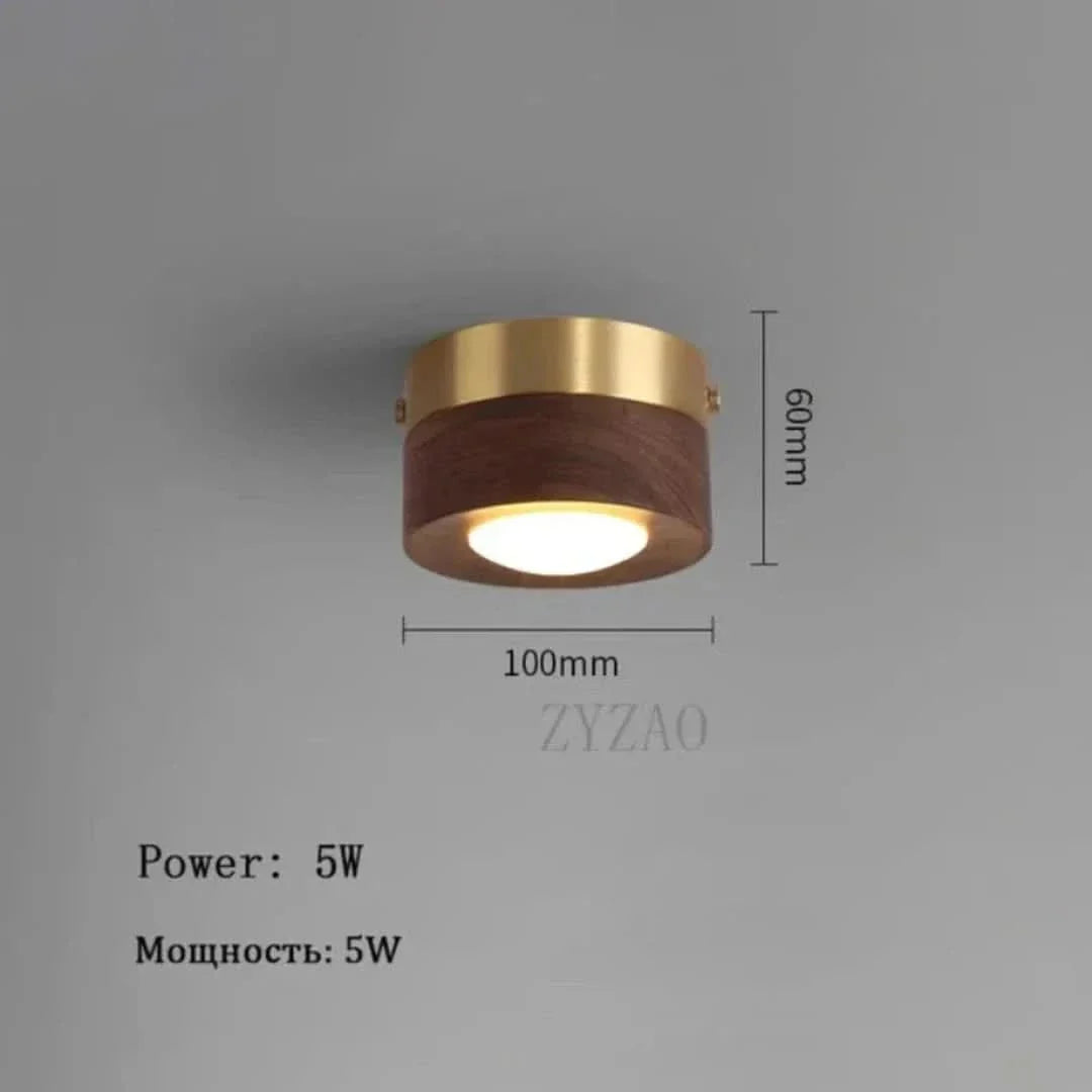 Skorter | Woodenglow - Walnut Ceiling Lamp With Led Spot