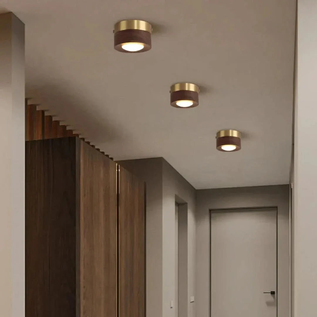 Skorter | Woodenglow - Walnut Ceiling Lamp With Led Spot