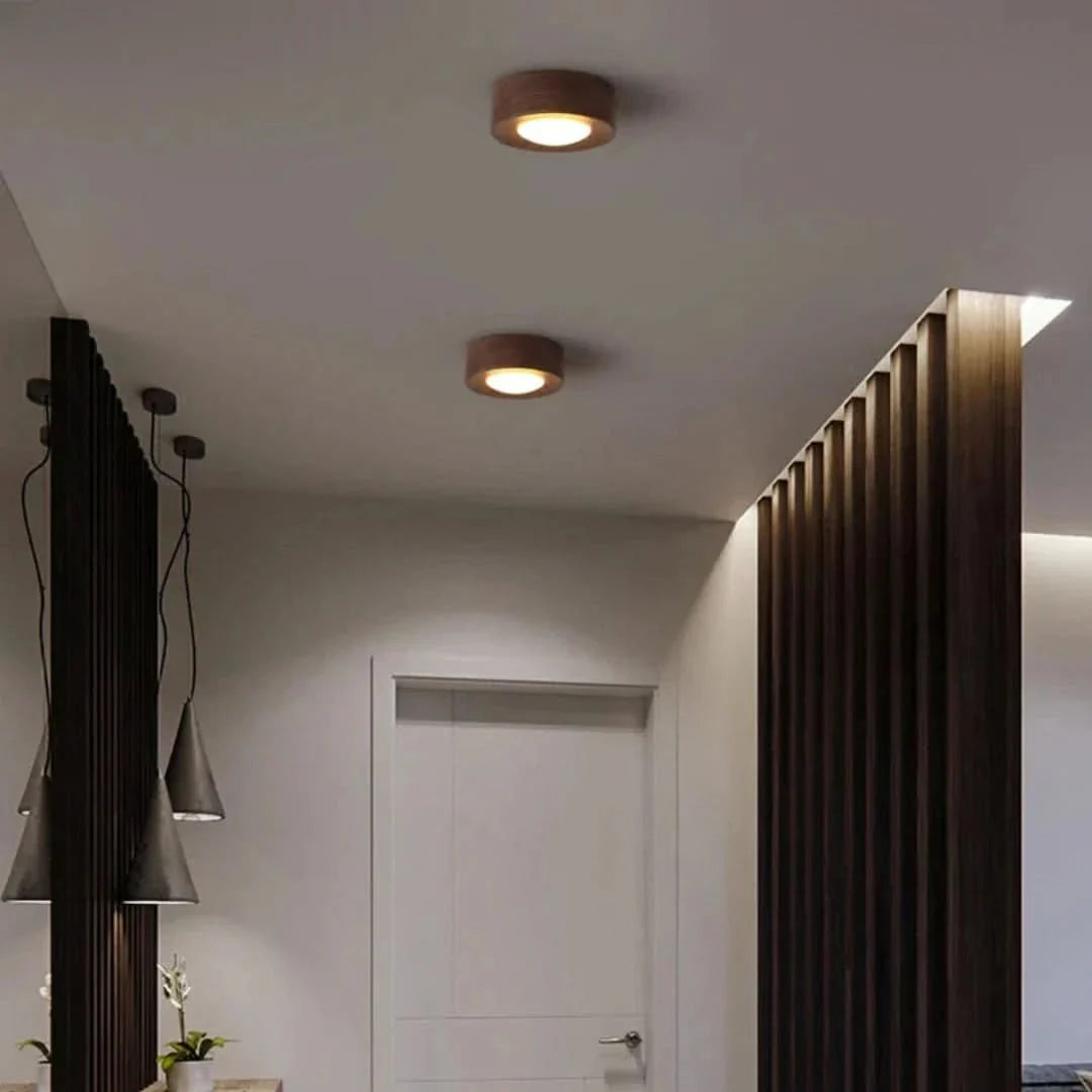 Skorter | Woodenglow - Walnut Ceiling Lamp With Led Spot