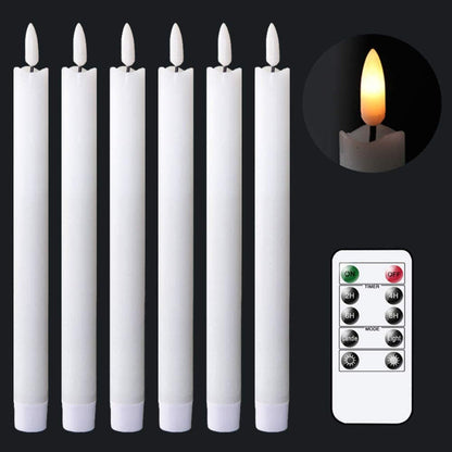 Skorter | Flame-free flickering taper candles with 2 remote controls and timer, real wax 3D wick light window candles battery-operated, Christmas home wedding decor