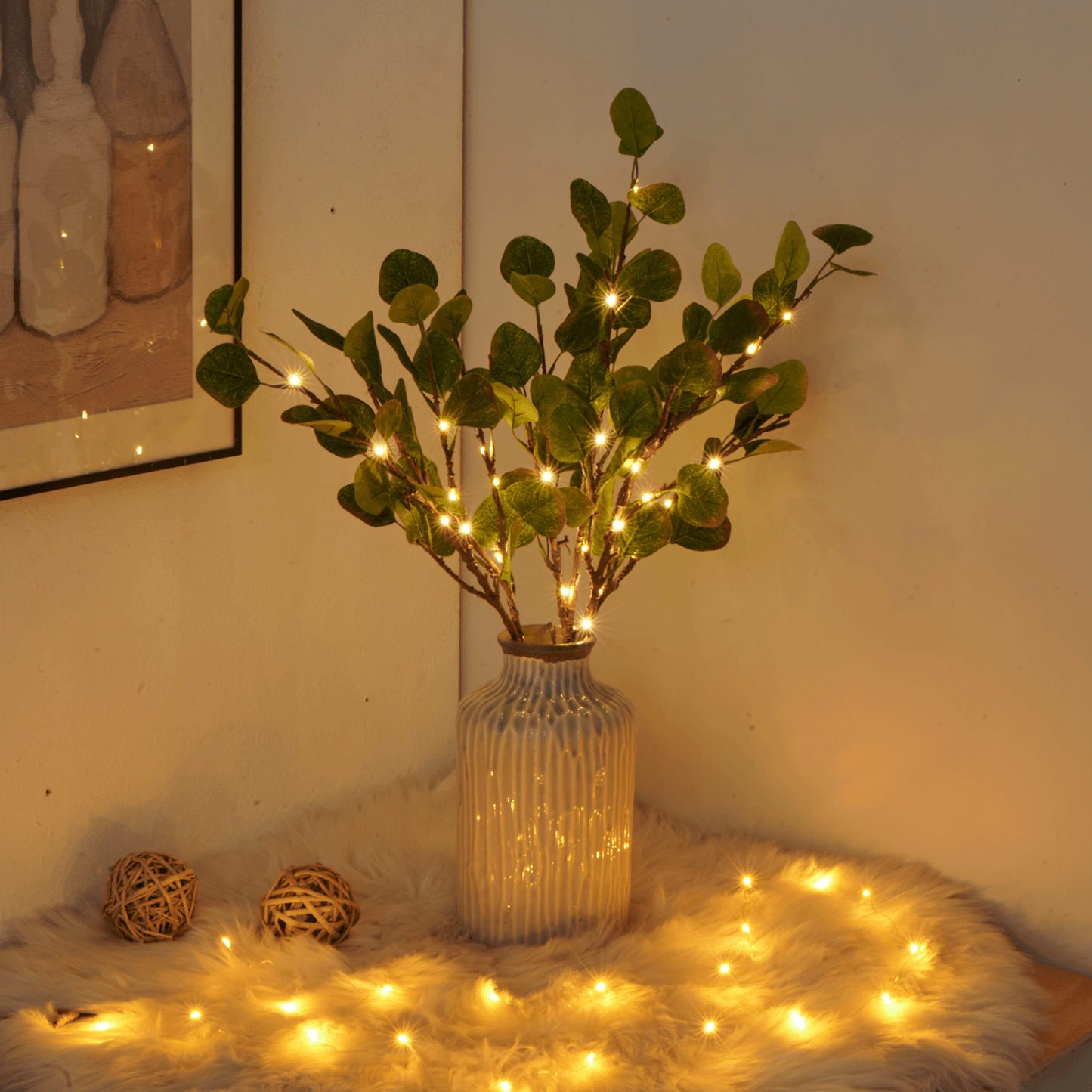 Skorter | LED Fairy Light Olive Branch Decor - Battery Operated String Lights for Home, Wedding, and Party Decorations