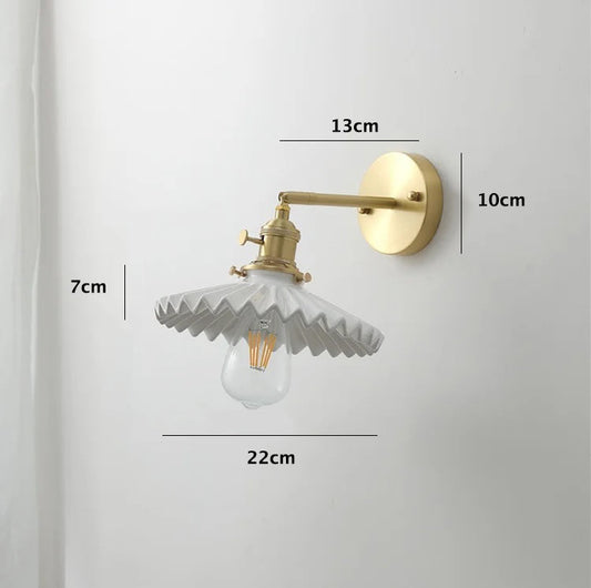 Skorter | Art Deco Pleated Tutu White Glazed Ceramic Wall Lamp