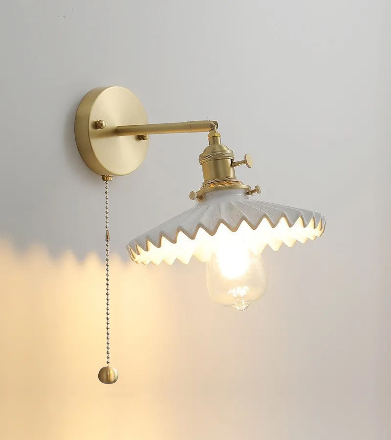 Skorter | Art Deco Pleated Tutu Black Glazed Ceramic Wall Lamp