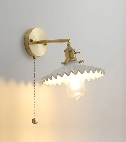 Skorter | Art Deco Pleated Tutu Black Glazed Ceramic Wall Lamp