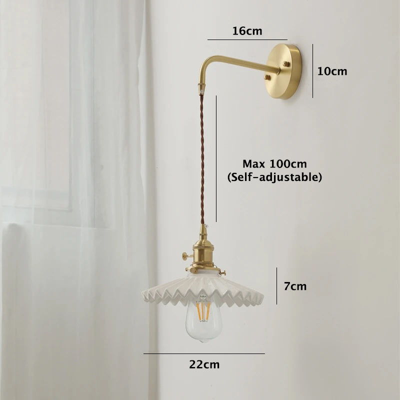 Skorter | Art Deco Pleated Tutu Black Glazed Ceramic Wall Lamp
