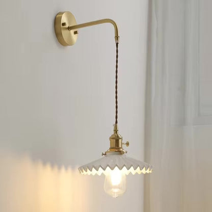 Skorter | Art Deco Pleated Tutu Black Glazed Ceramic Wall Lamp