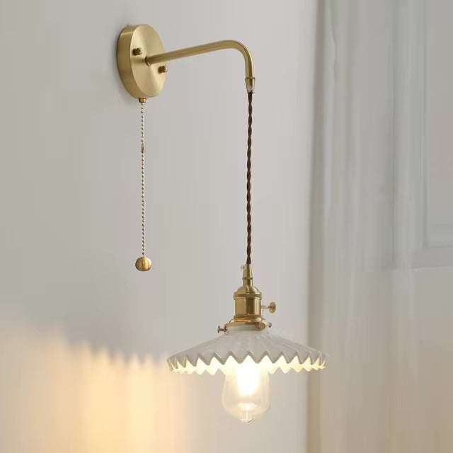 Skorter | Art Deco Pleated Tutu Black Glazed Ceramic Wall Lamp