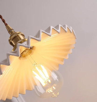 Skorter | Art Deco Pleated Tutu Black Glazed Ceramic Wall Lamp