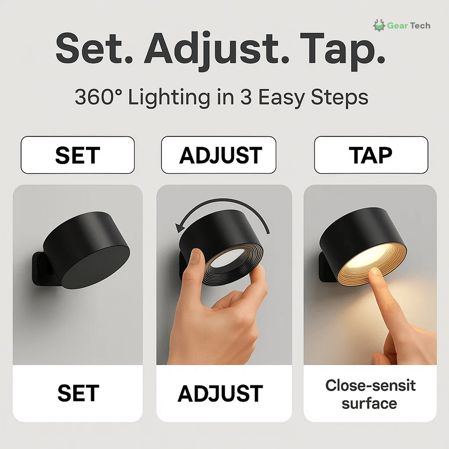 Skorter | Wireless Rechargeable 360° Wall Light | Energy-Saving LED, Touch Control & Versatile for Home Lighting