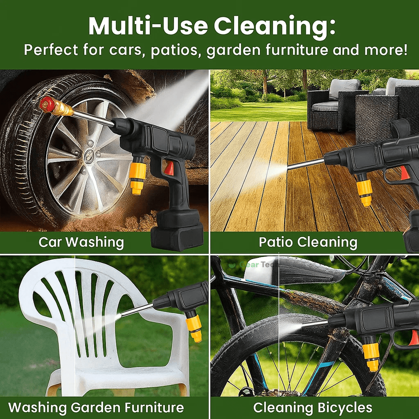 Skorter | Cordless Portable High Pressure Spray Water Gun Set | Ideal for Cleaning Cars, Patios & Garden Furniture