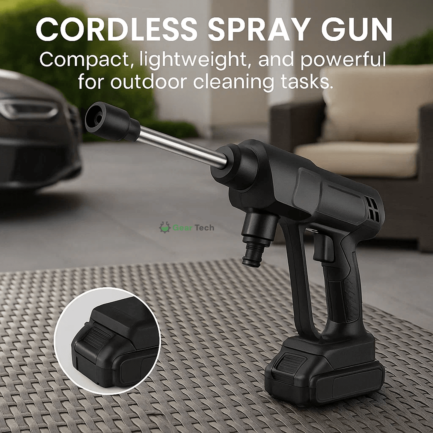 Skorter | Cordless Portable High Pressure Spray Water Gun Set | Ideal for Cleaning Cars, Patios & Garden Furniture