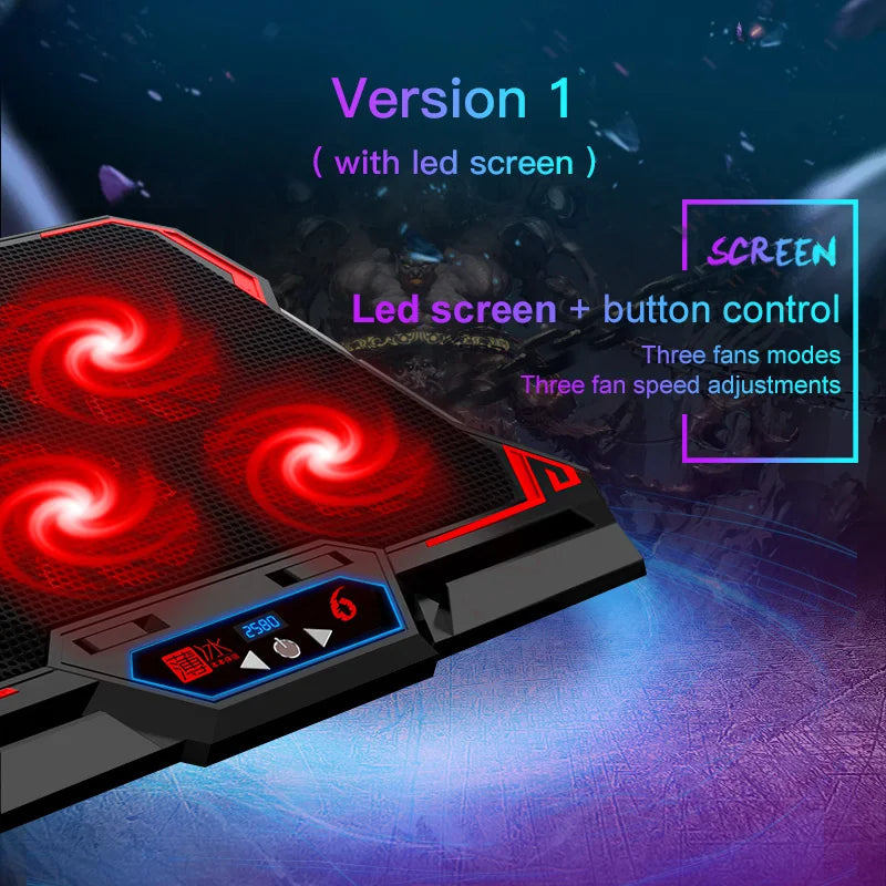 Skorter | 17-Inch Gaming Laptop Cooler with LED - 6 Fans