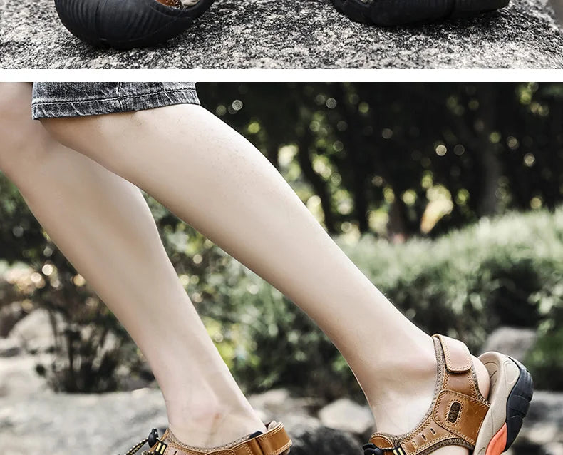 Skorter | Summer Men's Outdoor Sandals Beach Shoes Genuine Leather Trekking Hiking