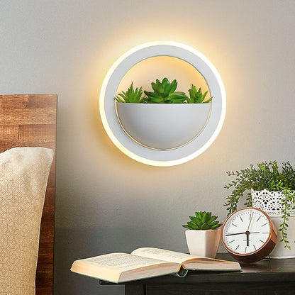 Skorter | Circle Wall Lamp with Artificial Plant