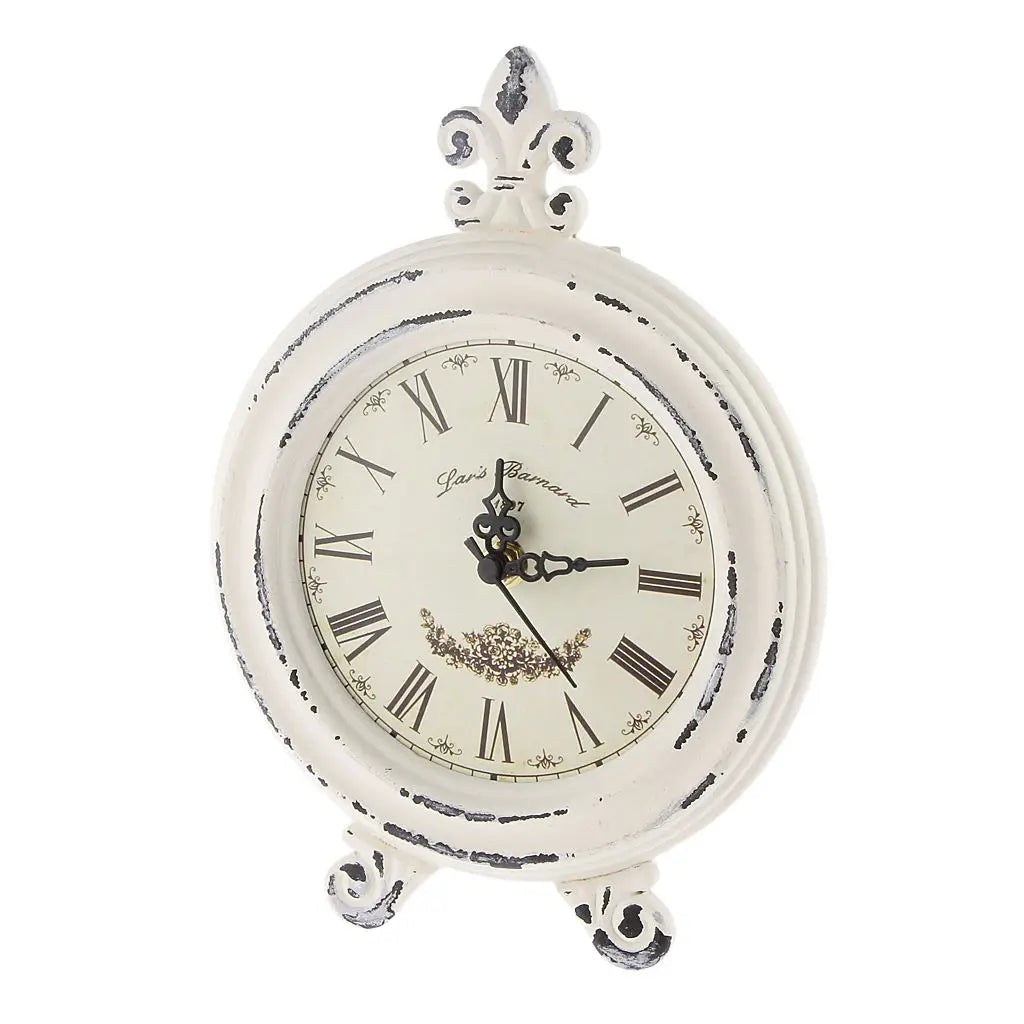 Skorter | Vintage bordsklocka i trästil med väckarklocka