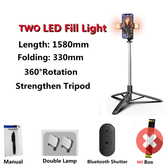 Skorter | Foldable Wireless Selfie Stick Tripod Monopod with Fill Light