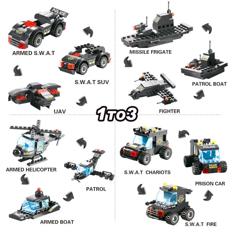Skorter | 8 IN 1 City Police Truck Station Building Block Series SWAT Toy Gift For Kids