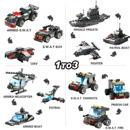Skorter | 8 IN 1 City Police Truck Station Building Block Series SWAT Toy Gift For Kids