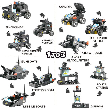 Skorter | 8 IN 1 City Police Truck Station Building Block Series SWAT Toy Gift For Kids