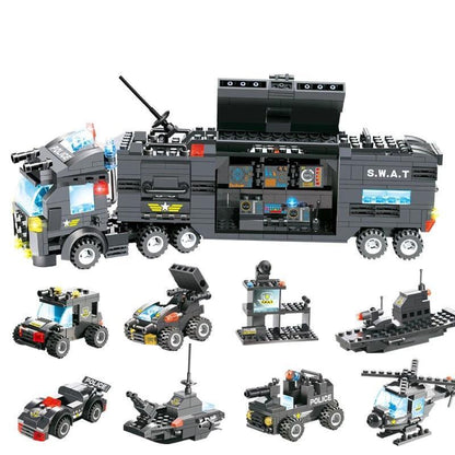 Skorter | 8 IN 1 City Police Truck Station Building Block Series SWAT Toy Gift For Kids