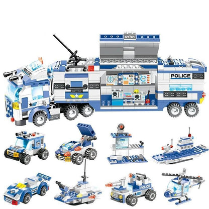 Skorter | 8 IN 1 City Police Truck Station Building Block Series SWAT Toy Gift For Kids