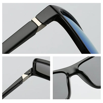 Skorter | Black Square Polarized Sunglasses UV400 Mirror Blue Anti-Glare Driving Shades Unisex