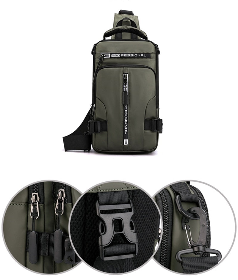 Skorter | Waterproof Oxford Crossbody Bag, Anti-Theft Sling Bag, USB Charging & Multi-Pocket Design