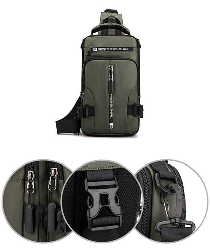 Skorter | Waterproof Oxford Crossbody Bag, Anti-Theft Sling Bag, USB Charging & Multi-Pocket Design