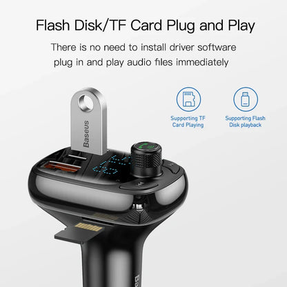 Skorter | Bluetooth 5.0 FM Transmitter Car Kit with 5A Quick Charger and MP3 Player