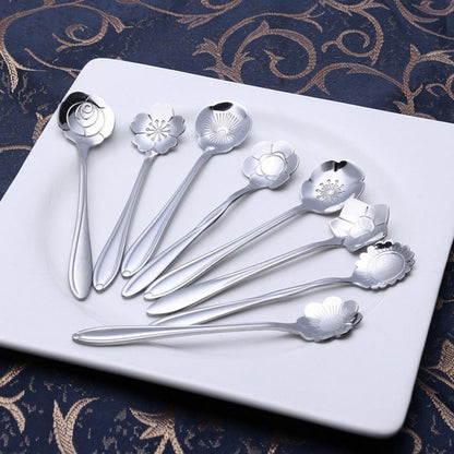 Skorter | 8-piece stainless steel teaspoon set with flower design