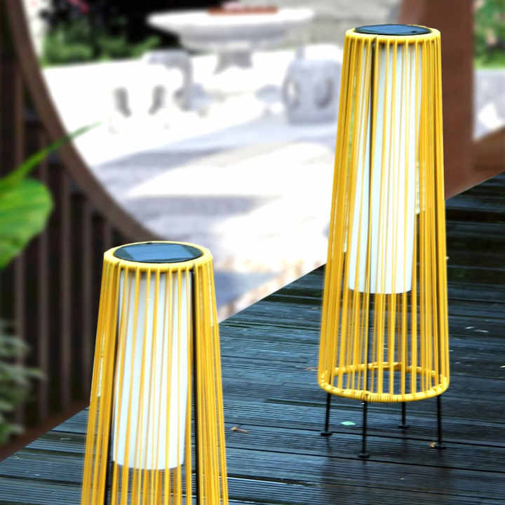 Skorter | Solar LED Rattan Lantern – Large Outdoor Lighting in Oval Design for Garden and Terrace