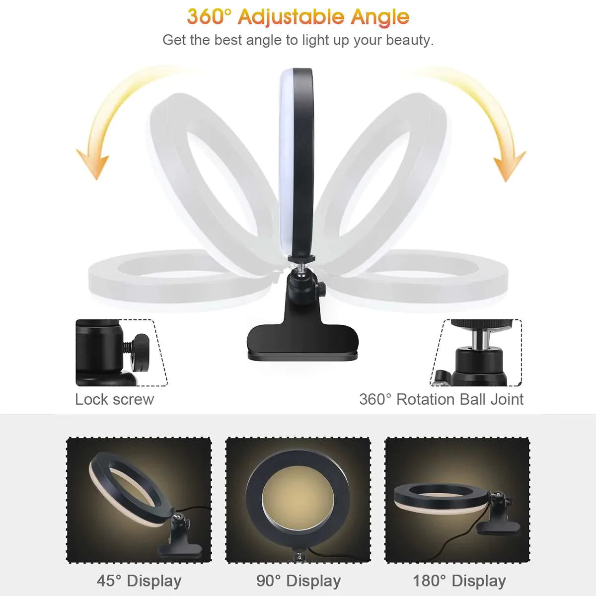Skorter |-In-1 LED Ring Light Stand Clipon