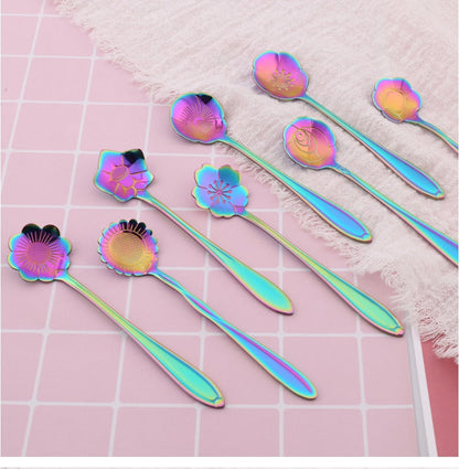 Skorter | 8-piece stainless steel teaspoon set with flower design