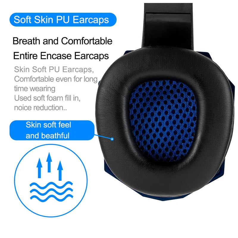 Skorter | LED Light Wired Gaming Headphones Microphone, Bass Stereo Sound, for PC, PS4, PS5, Xbox - Gaming Headset
