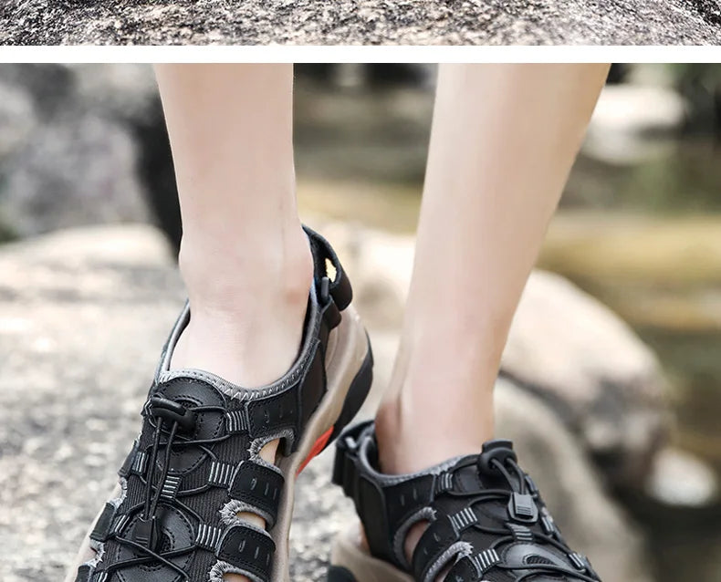 Skorter | Summer Men's Outdoor Sandals Beach Shoes Genuine Leather Trekking Hiking
