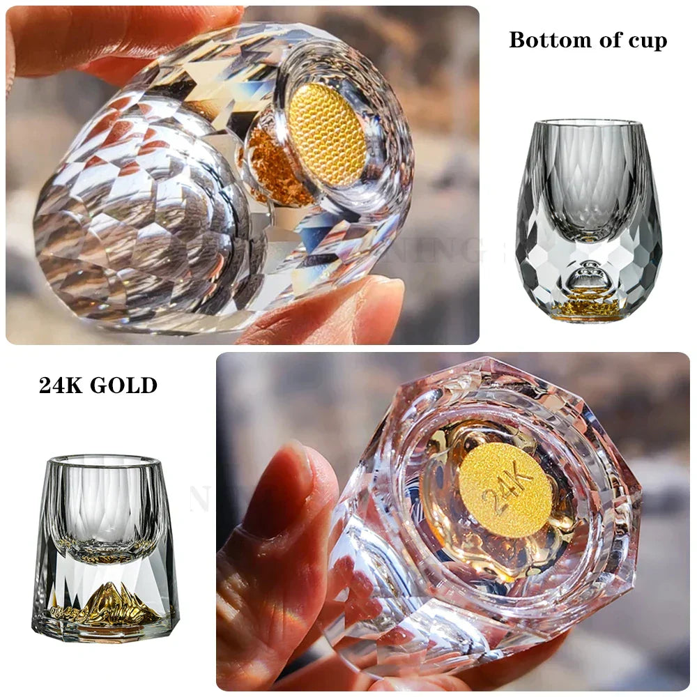 Skorter | Crystal Glass Whiskey Glasses Bar Liqueur Sphere Cups Sake and Shochu Double-Walled Thick Bottoms Small Capacity Tea Cups