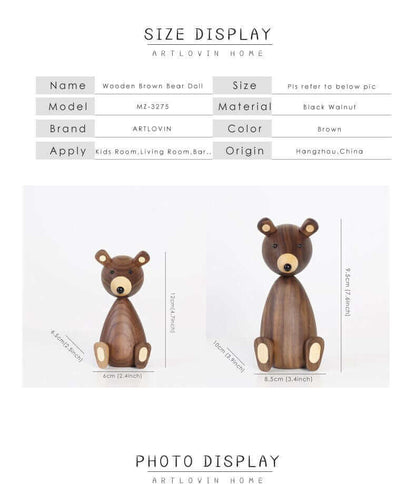 Skorter | Danish Wood Brown Bear Family Ornaments