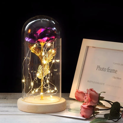 Skorter | Eternal Rose in Glass Dome | Handpicked, LED Lit & Ideal for Romantic Gifts and Home Decor