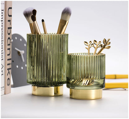 Skorter | Elise Gold Foil Glass Makeup Halter & Organizer