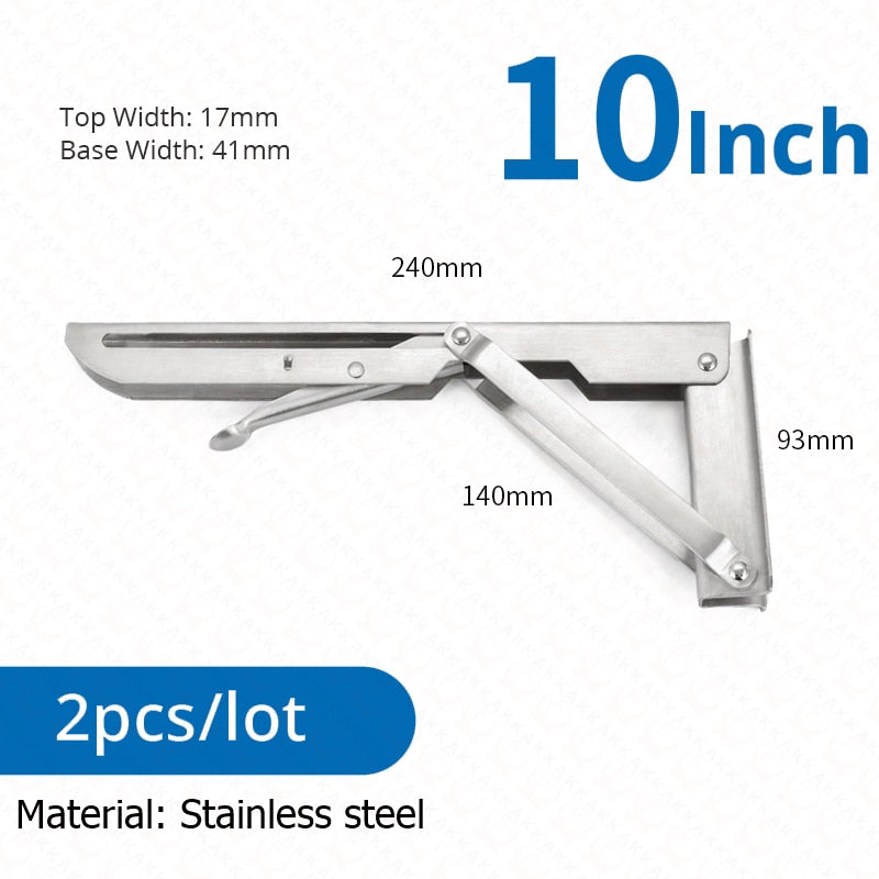 Skorter | 2-piece set collapsible shelf brackets, heavy-duty, made of stainless steel for tables, motorhomes and space-saving