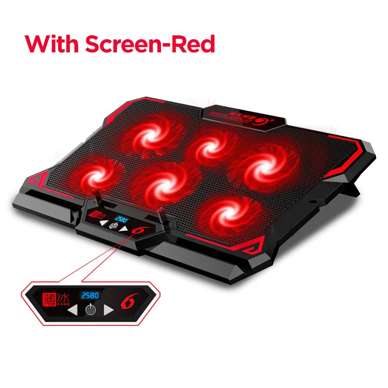 Skorter | 17-Inch Gaming Laptop Cooler with LED - 6 Fans