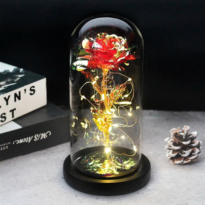 Skorter | Eternal Rose in Glass Dome | Handpicked, LED Lit & Ideal for Romantic Gifts and Home Decor