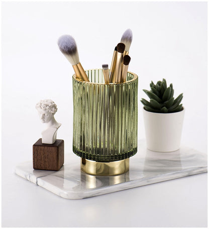 Skorter | Elise Gold Foil Glass Makeup Halter & Organizer