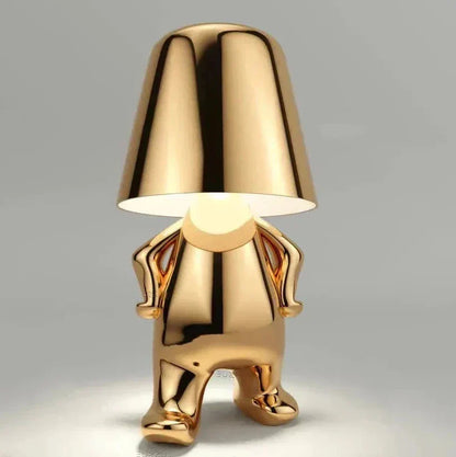 Skorter | Golden Man LED Thinking Table Lamp – Playful Nightstand Lamp for Bedroom & Decor