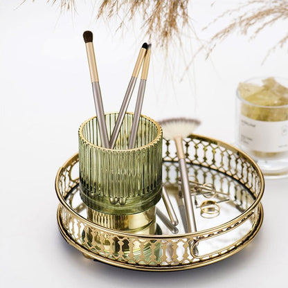 Skorter | Elise Gold Foil Glass Makeup Halter & Organizer