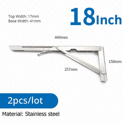 Skorter | 2-piece set collapsible shelf brackets, heavy-duty, made of stainless steel for tables, motorhomes and space-saving