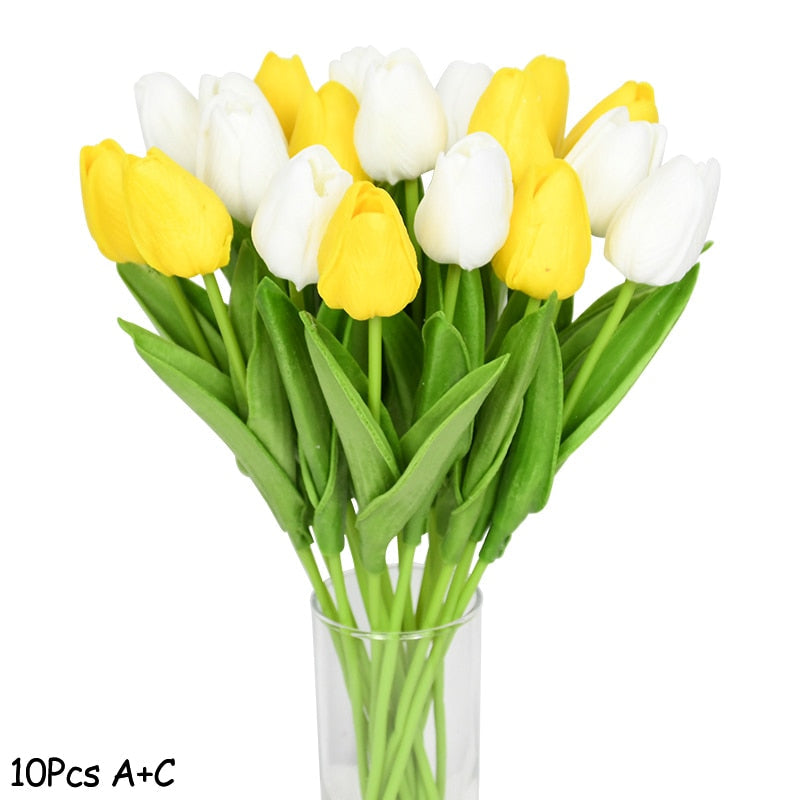 Skorter | Artificial Flower Bouquet with Tulips, Decoration (10 Pieces)