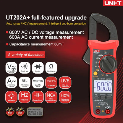 Skorter | UNI-T UT202A+/UT204+ Digital Clamp Meter - AC/DC Voltage, True RMS