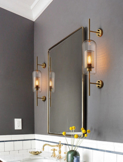 Thatcher - Modern Honeycomb Brass & Glass Wall Sconce